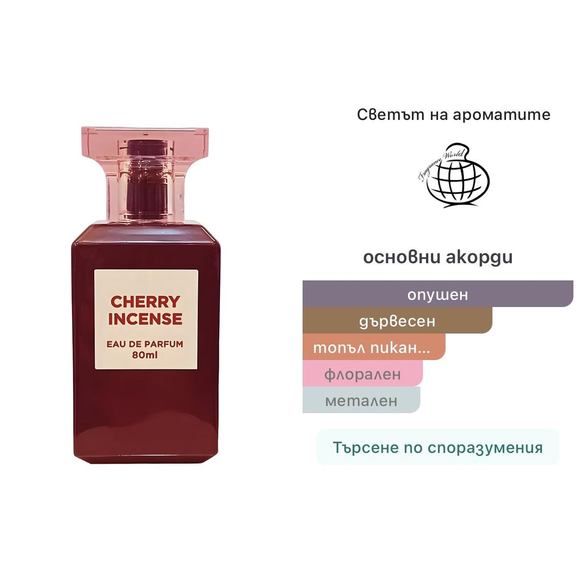 Fragrance World Cherry Incense EDP 80ml – оригинален парфюм, продуктова снимка 4