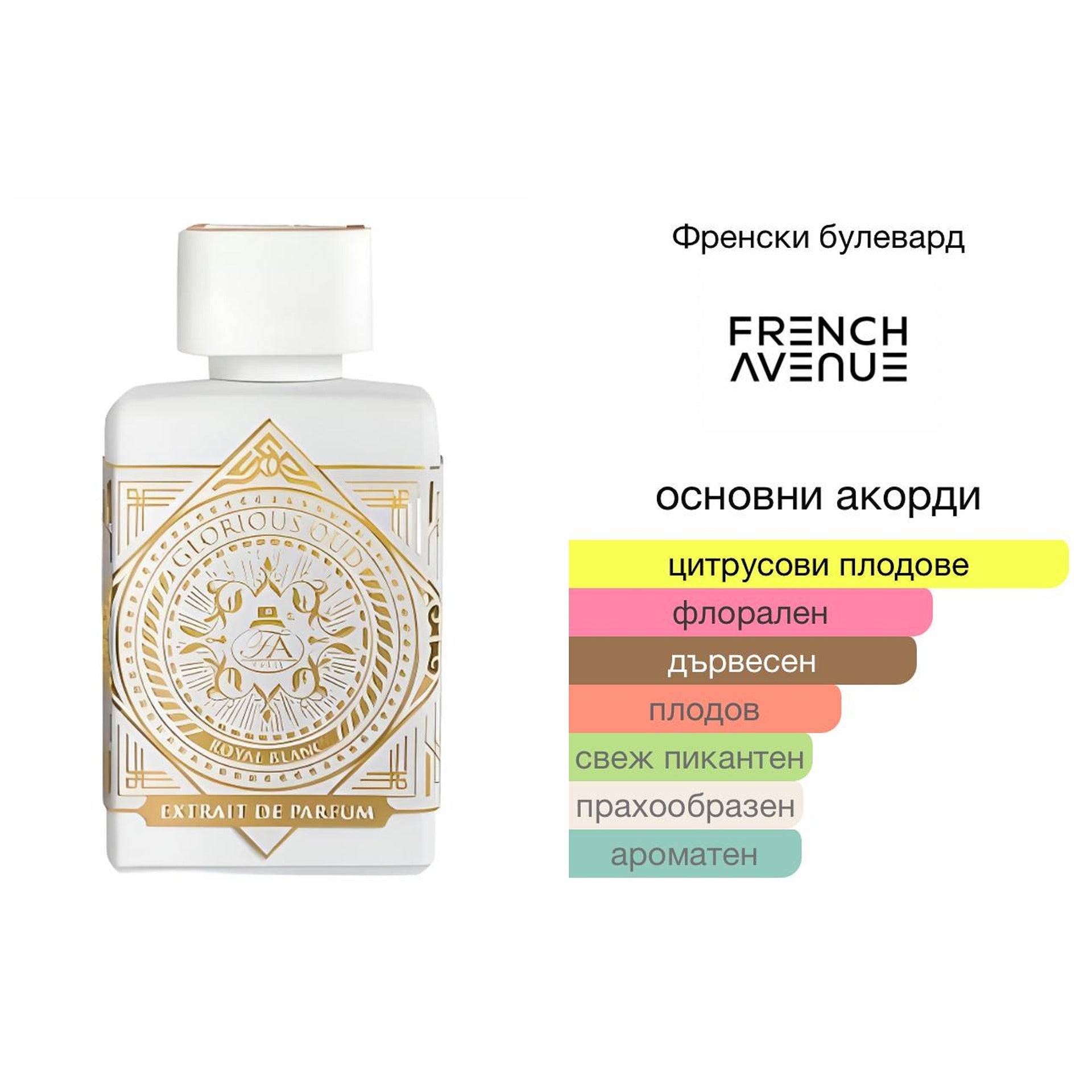 French Avenue Glorious Oud Royal Blanc ExDP 80 мл. – оригинален парфюм, продуктова снимка 4
