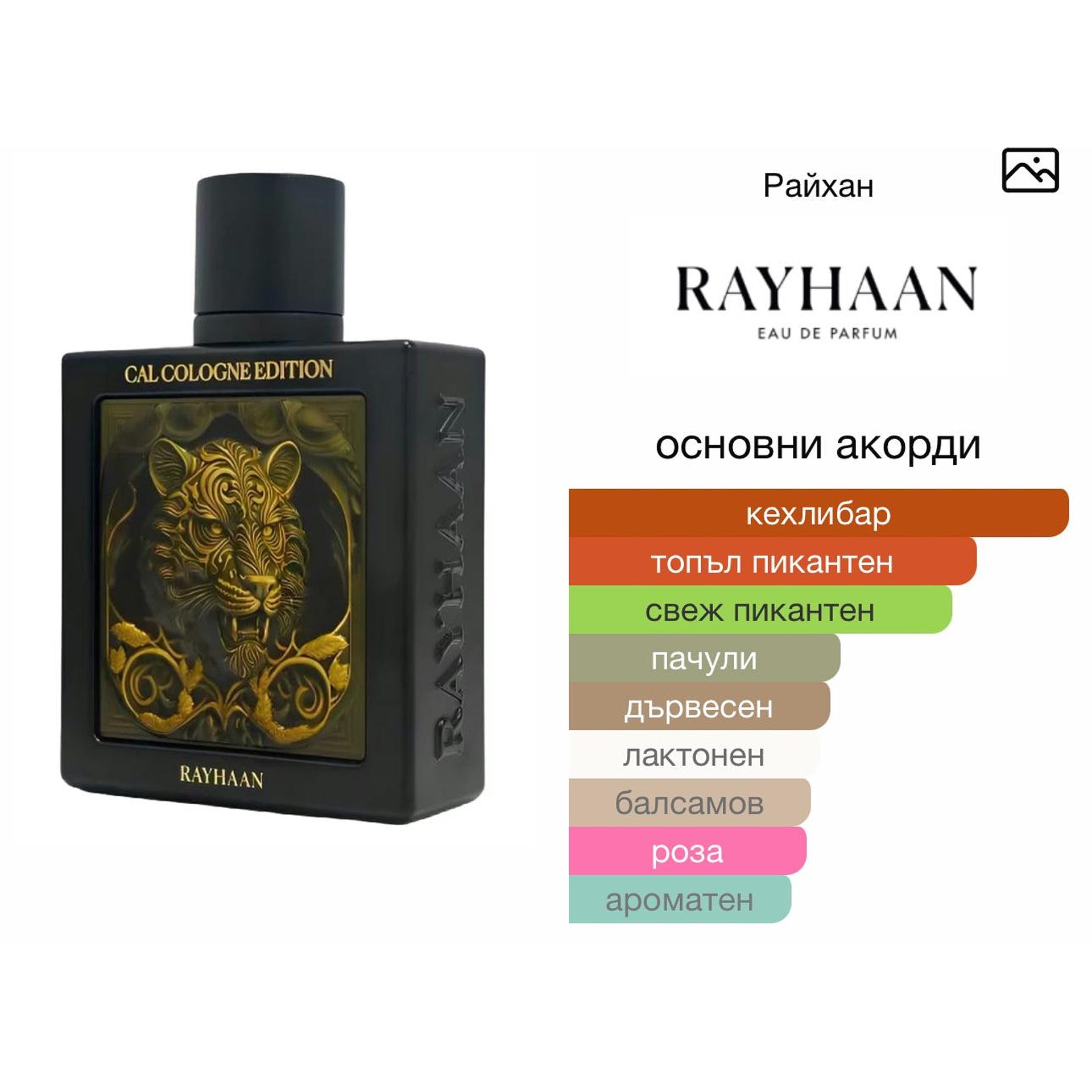 Rayhaan Tiger Cal EDP 100 мл. – оригинален парфюм, продуктова снимка 5